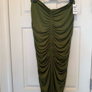 INC International Concepts Green Midi Pencil Skirt Ruched